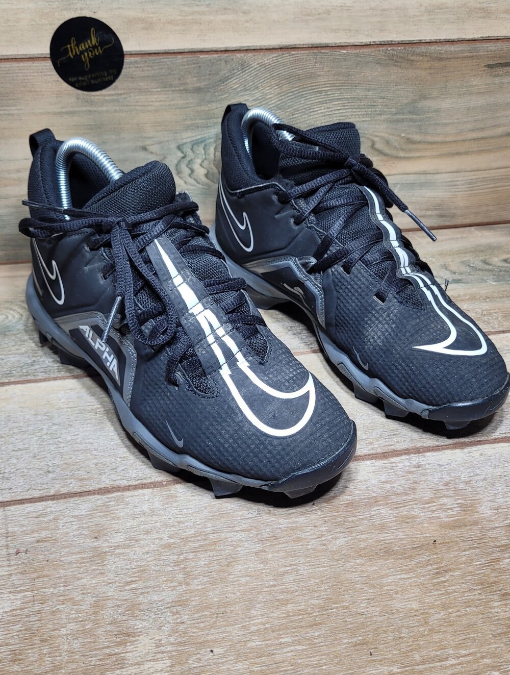 Nike Alpha Menace 3 Black Football Cleat Shoes CV0581-010 Youth Boys Sz 6Y